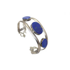 Bangle Bracelet Kada 925 Sterling Silver Women Handmade Lapis Lazuli Stone C254